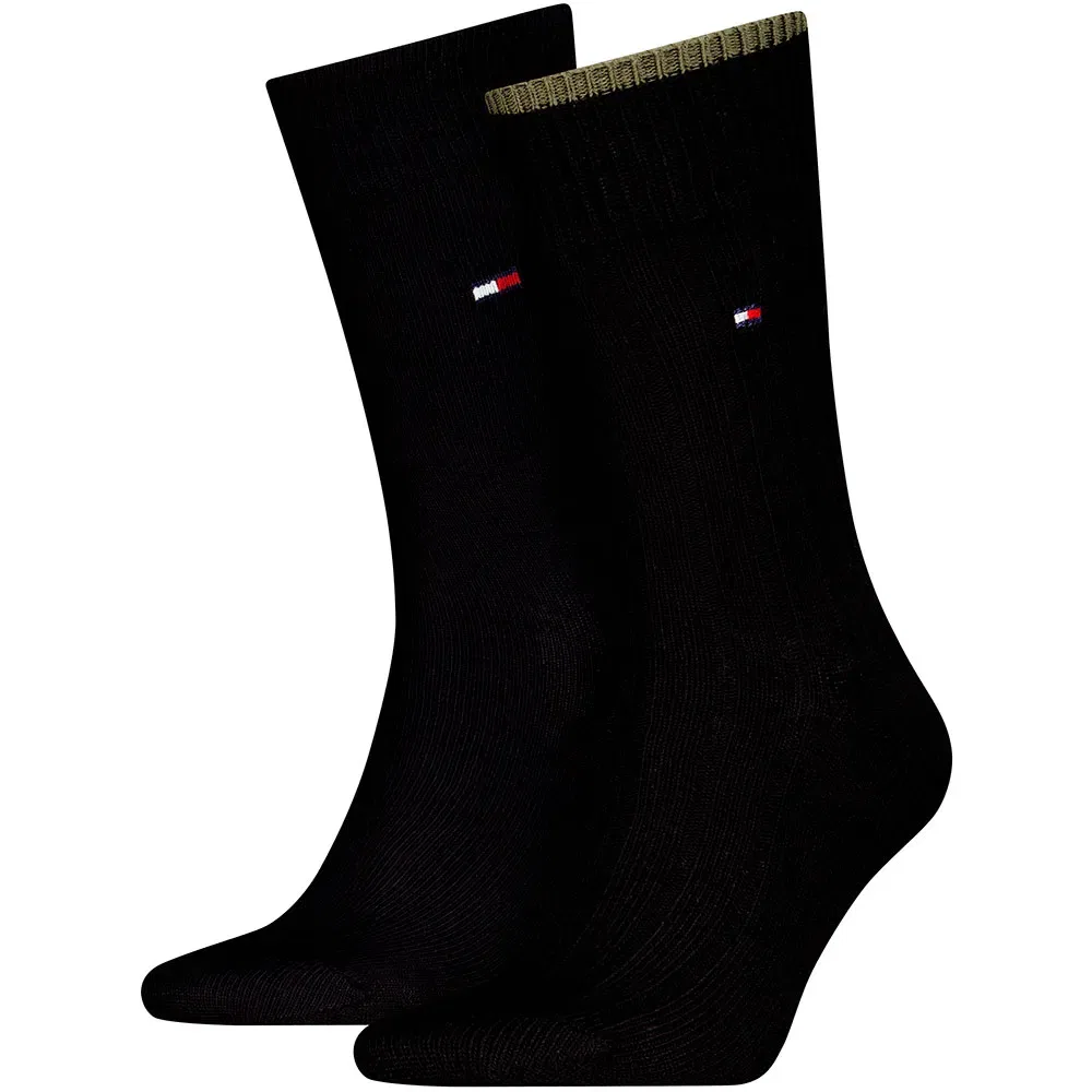 Мужские носки из гребенной хлопковой пряжи Tommy hilfiger Structure Rib, 2 пары, Black