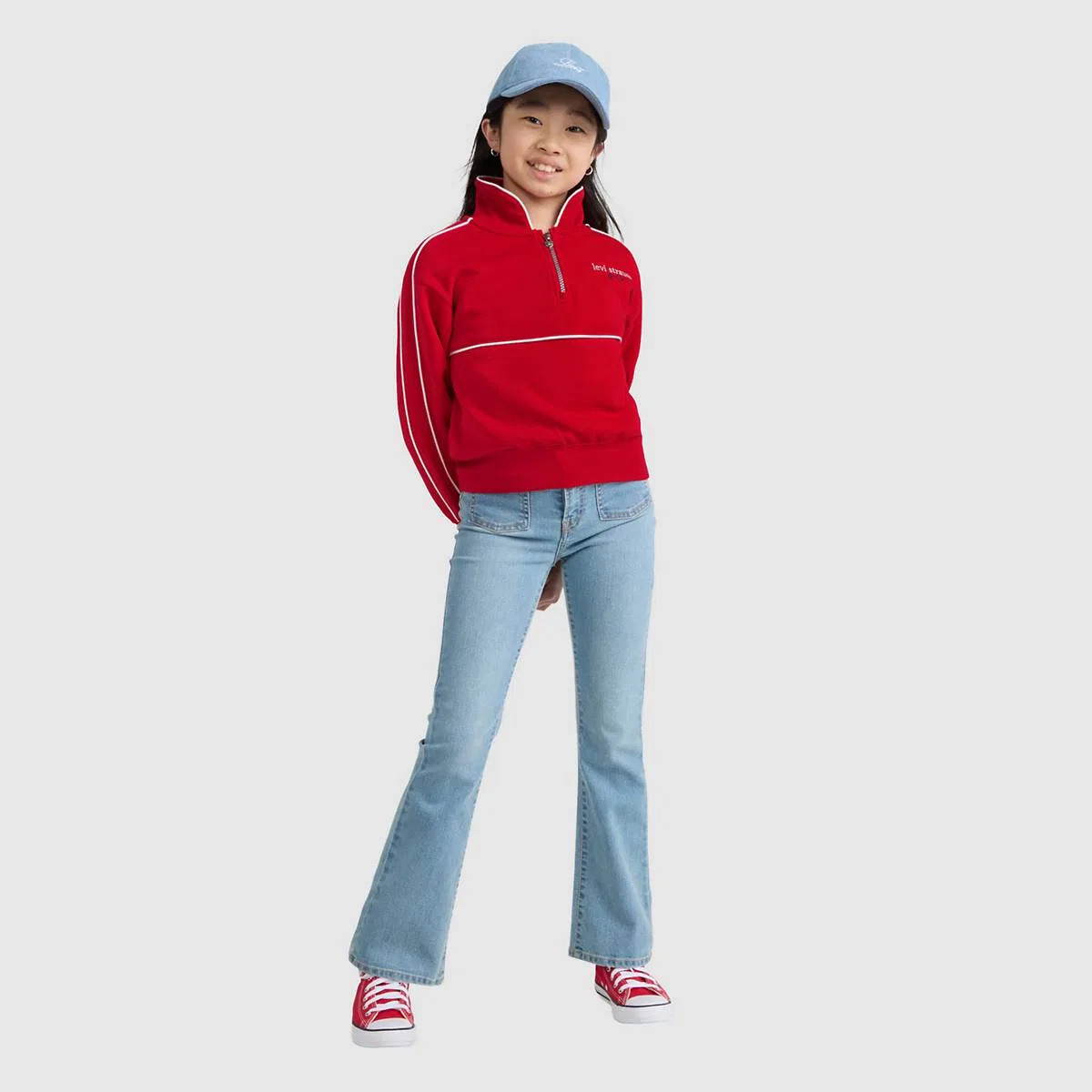 Пуловер Meet and greet 7-16 лет в одежде с застежкой-молнией до середины груди Levi's, Mars Red - Red
