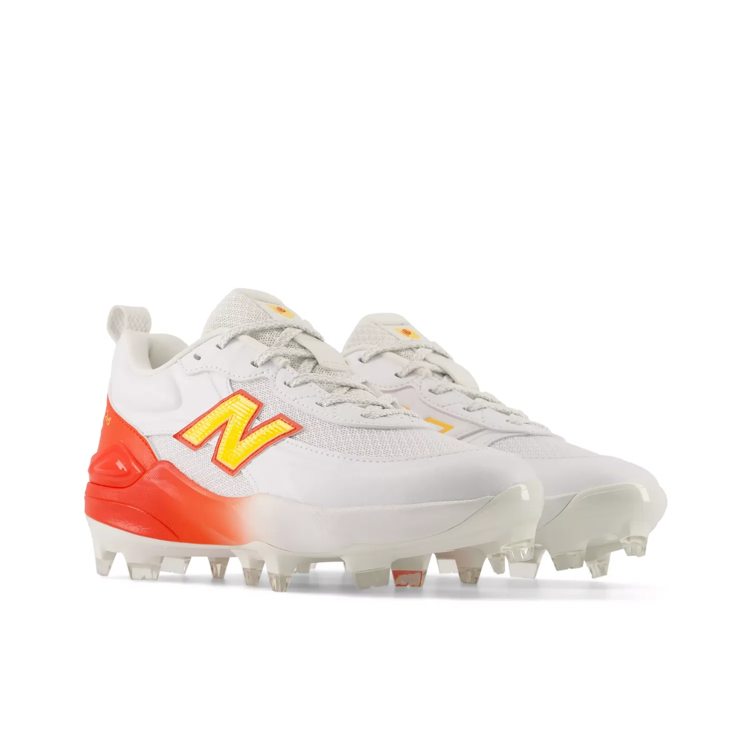 Детские бутсы для софтбола с сетчатым верхом Velo v5 New Balance, White with Satsuma Orange — фото 2