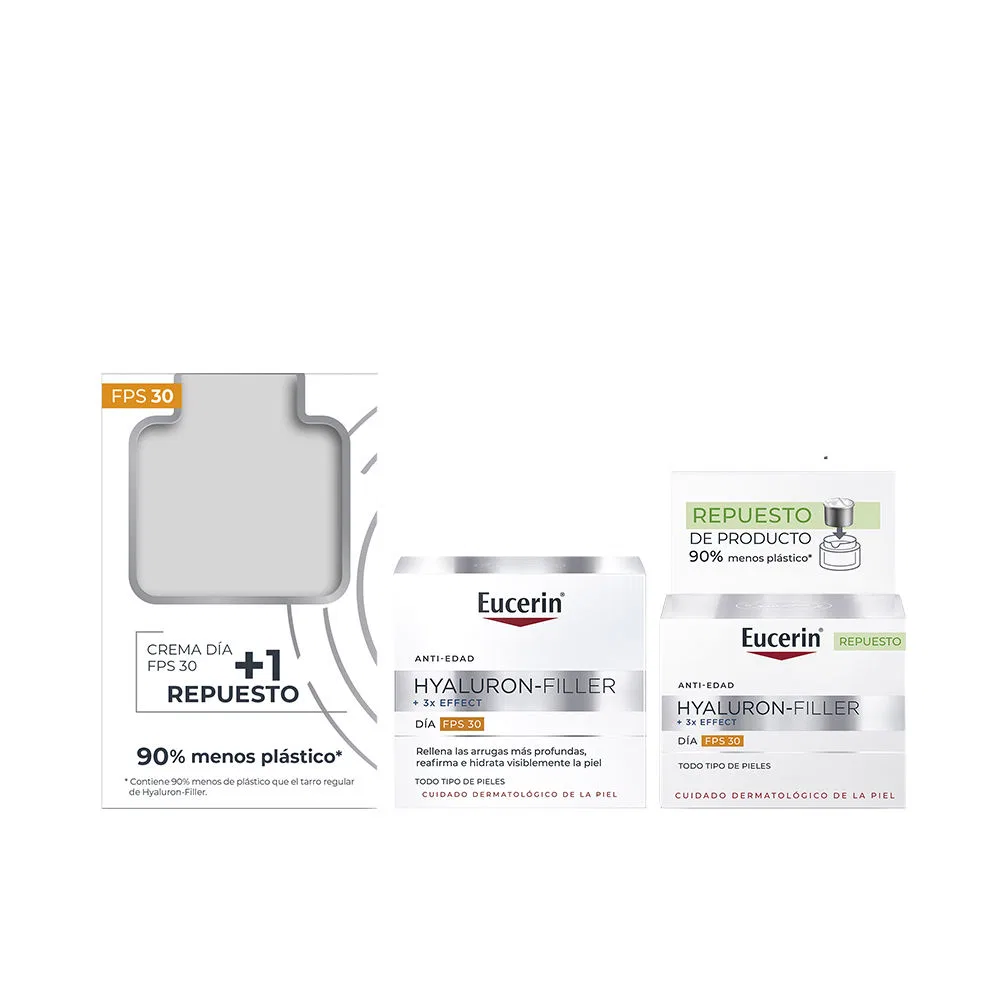 Комплект кремов для лица с гиалуроновой кислотой и SPF 30 HYALURON FILLER DÍA SPF30 + RECARGA Eucerin, 2 шт.