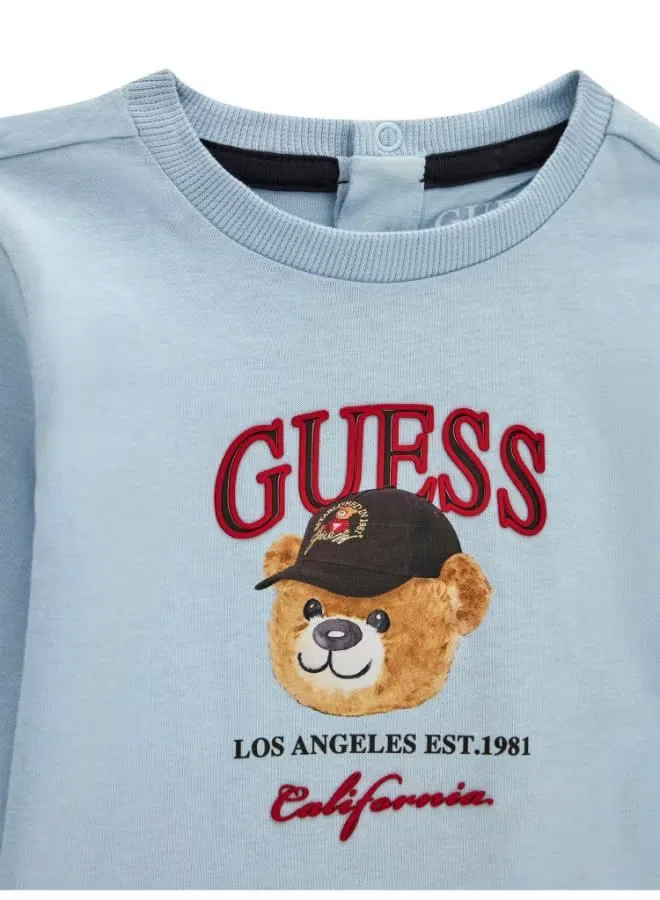 Комплект футболка с длинным рукавом и вязаные джинсы Guess, голубой — фото 4
