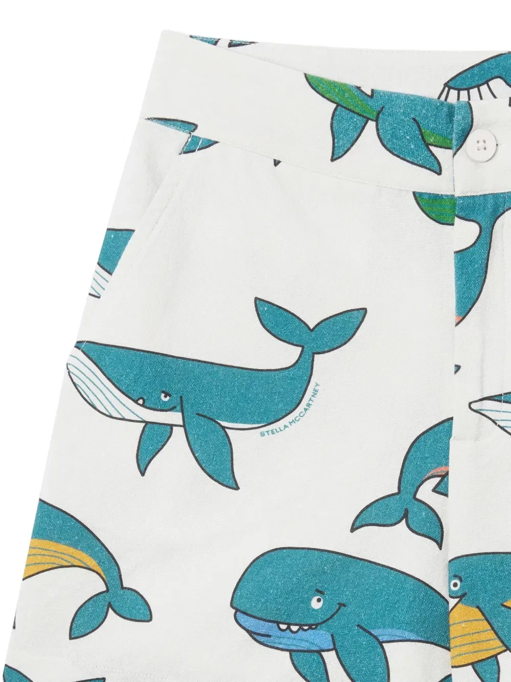 Хлопковые шорты с принтом кита Stella McCartney Kids, белый — фото 3