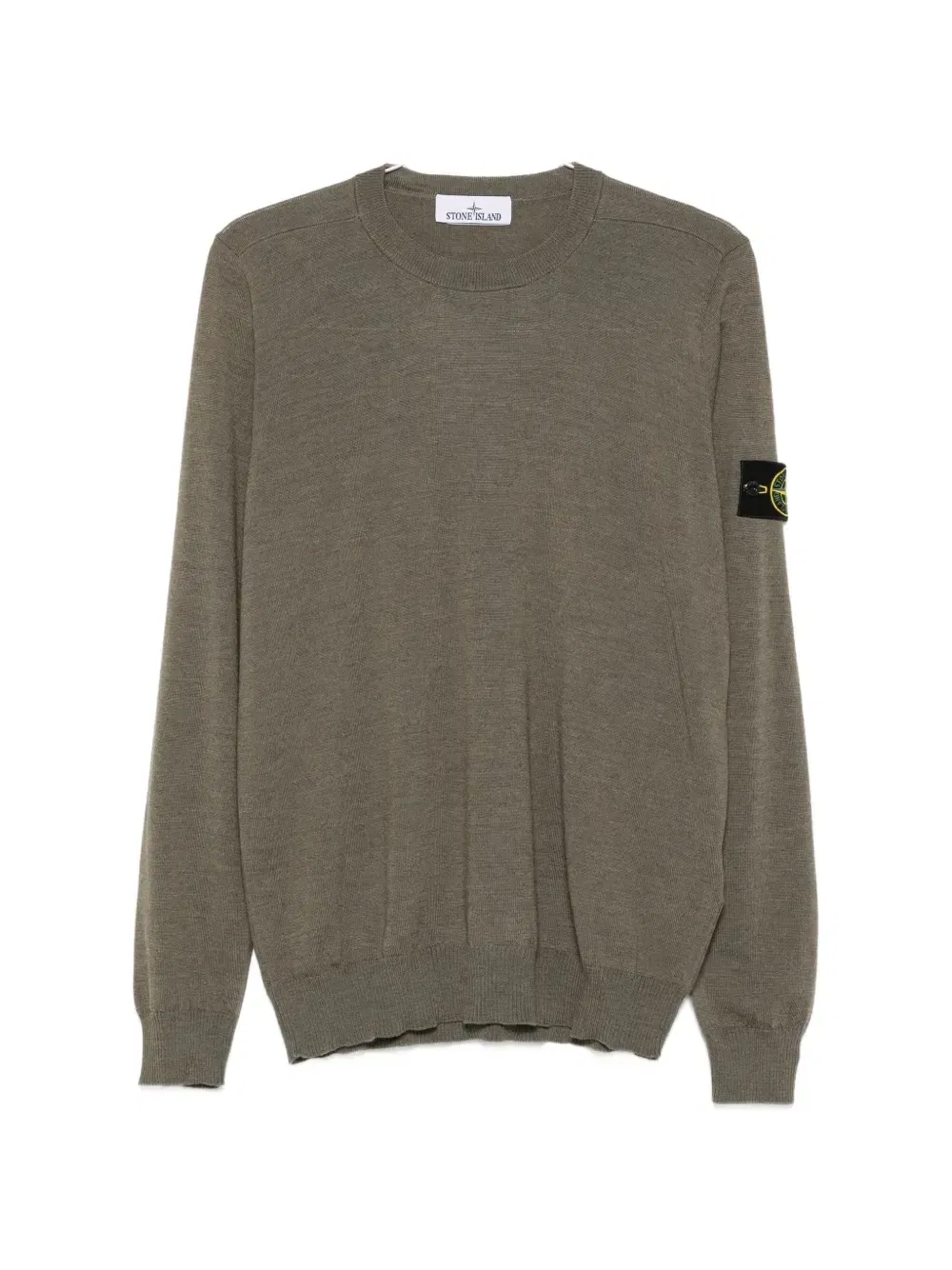 Свитер с логотипом-нашивкой и круглым вырезом Stone Island, зеленый