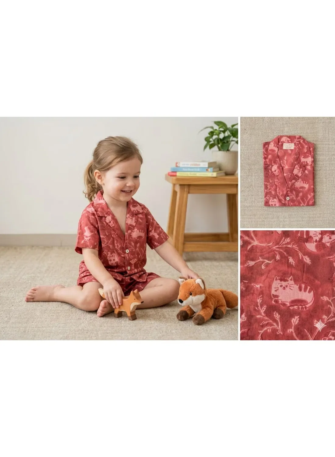 Комплект домашней одежды из органического хлопка Mini Cozy Mamma Mimos, турецкий красный — фото 3