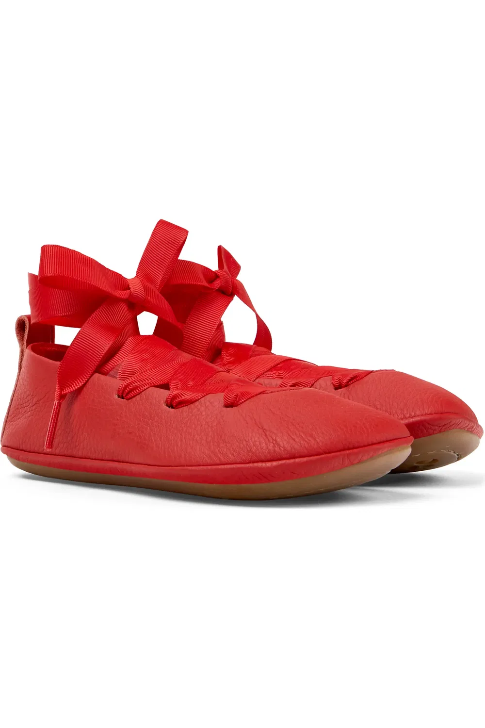 Туфли Балетки детские Camper Right Lace-Up Flat, на шнуровке, Medium Red