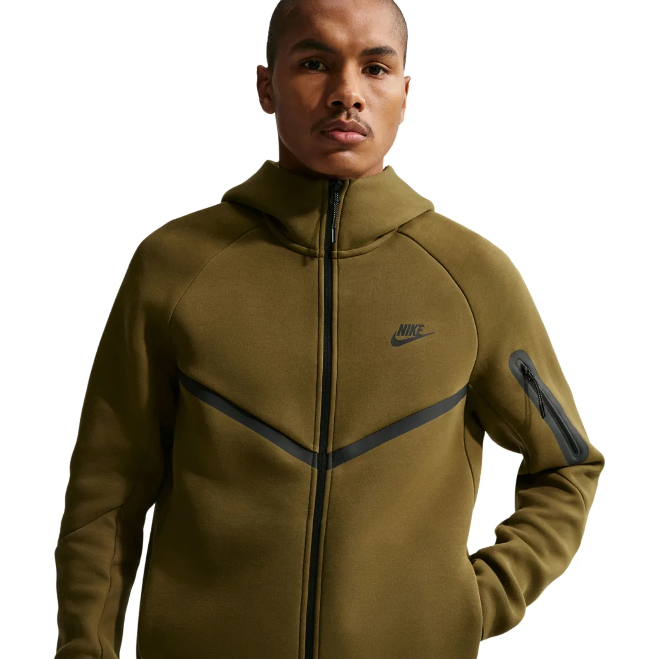 Мужское худи Nike Tech Fleece Full-Zip Windrunner, цвет Olive/Black