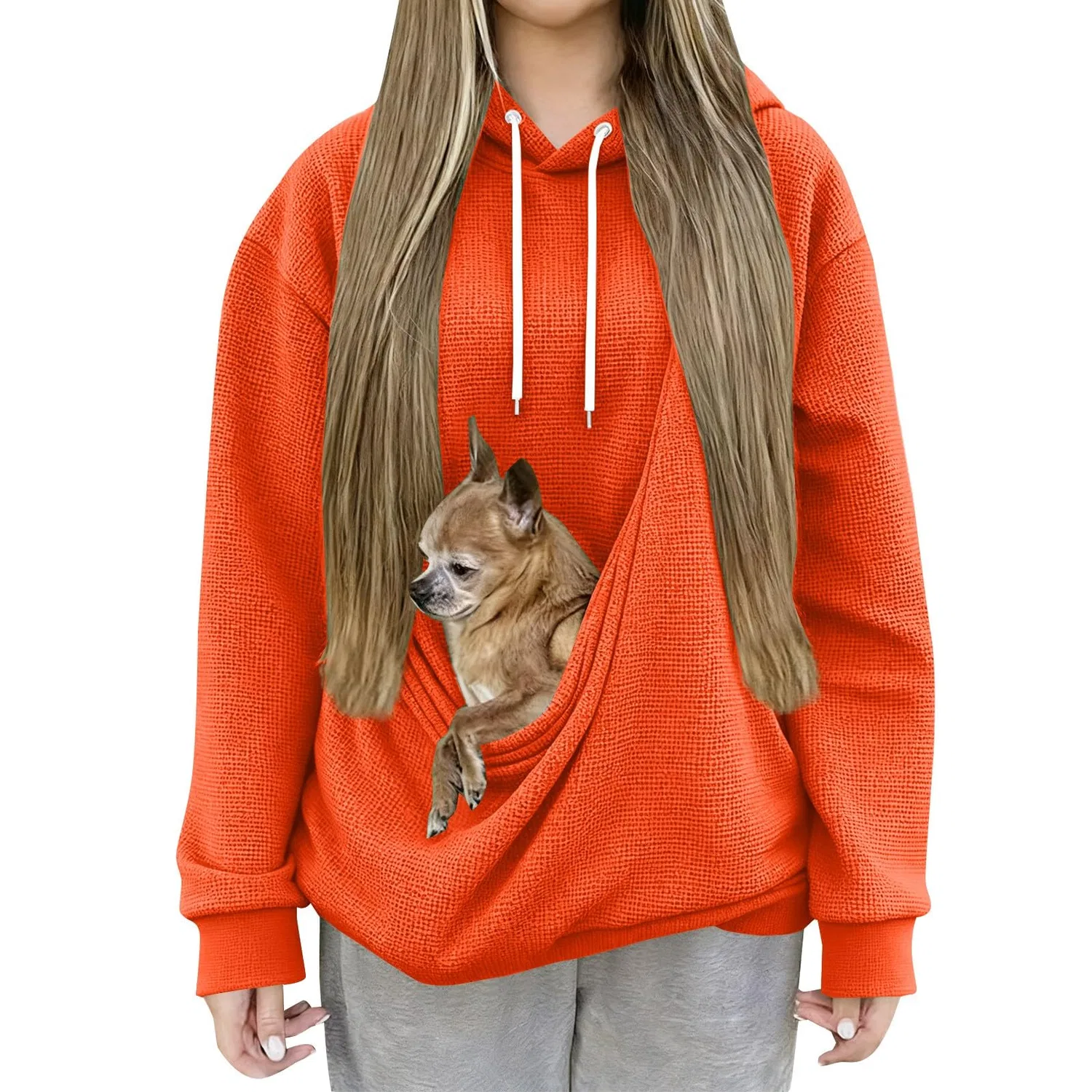 Женский худи с карманом-кенгуру Cat Hoodie Orange, Z11 Orange — фото 2