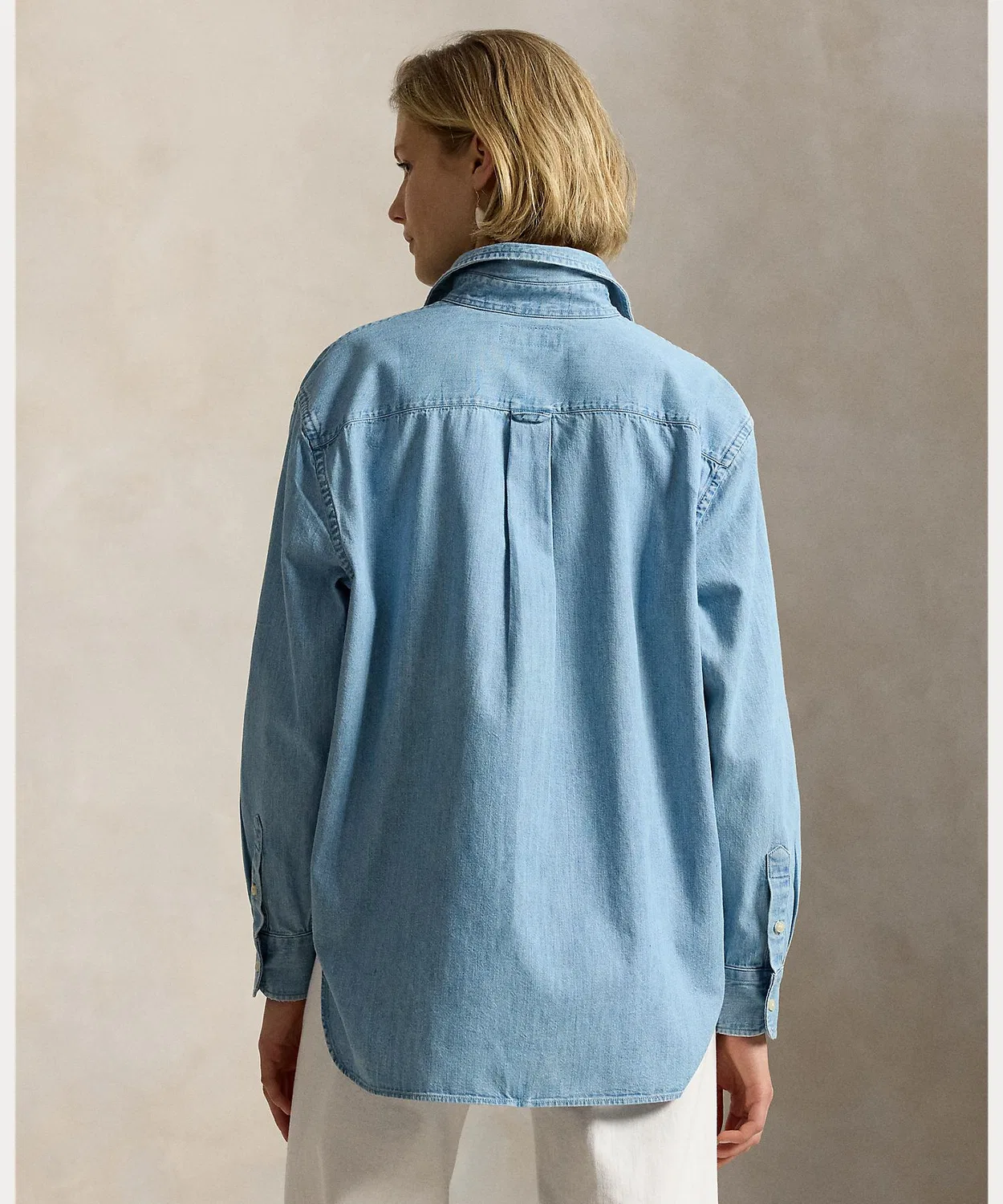 Женская джинсовая рубашка оверсайз с длинным рукавомBig Denim Shirt POLO RALPH LAUREN, Синий — фото 4