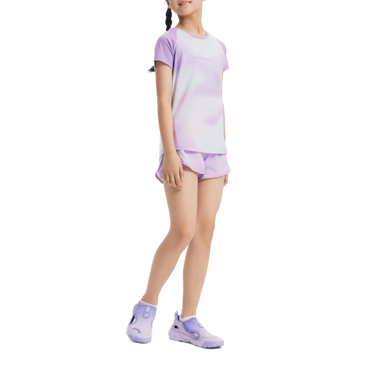 Детские шорты с принтом Moderate DECATHLON, Light Pink Purple/Lilac — фото 3