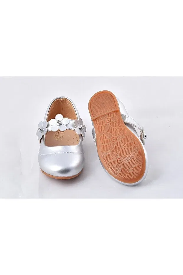 Детские балетки для девочек с цветочным принтом V.73B floral ballerinas-silver Vuddy, Silver — фото 3