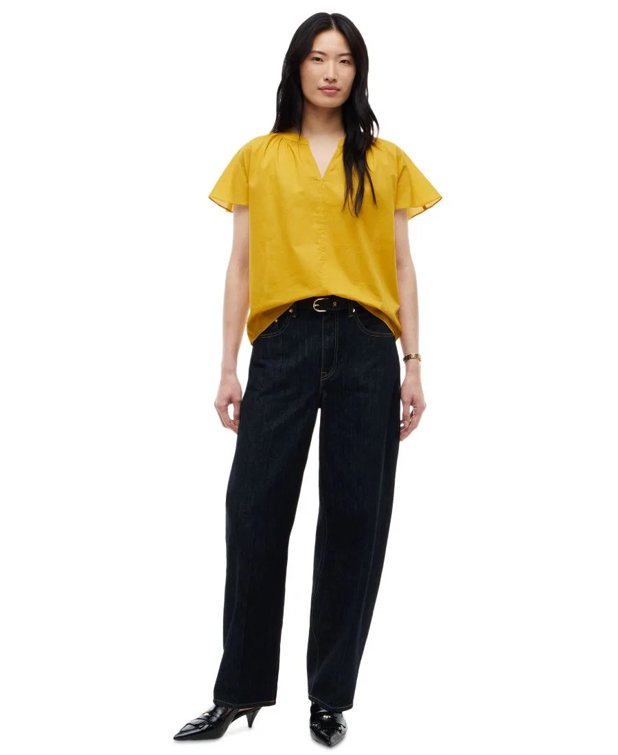 Блуза из вуали с коротким рукавом и V-образным вырезом Tommy Hilfiger, Ornamental Yellow — фото 2