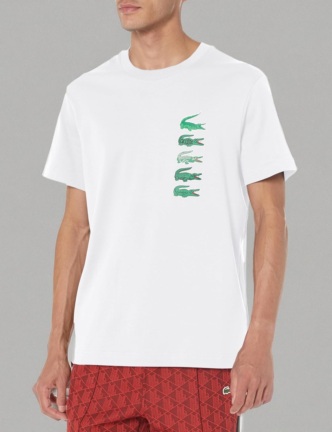 Футболка Lacoste, мужская, с графикой и круглым вырезом, белый — фото 3