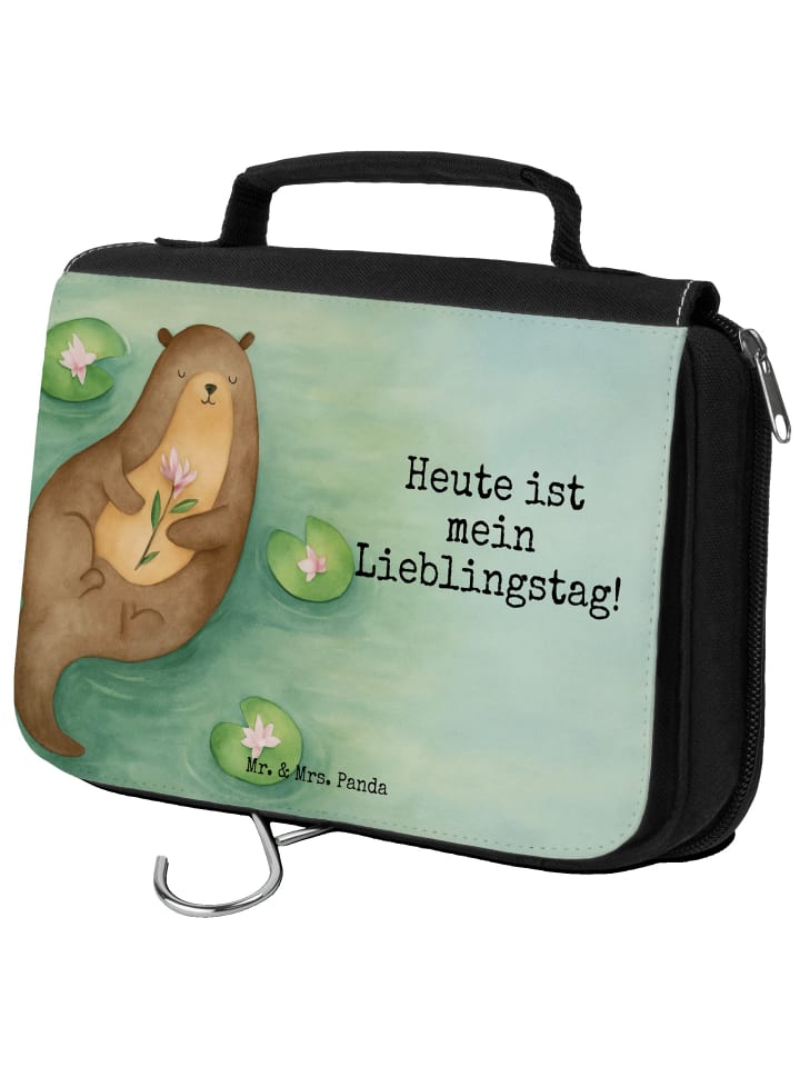 

Mr. & Mrs. Panda Косметичка с изображением выдры и водяной лилии, надпись белого цвета