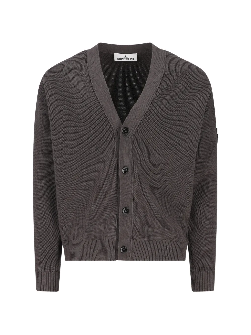 

Кардиган в рубчик на пуговицах Stone Island, серый
