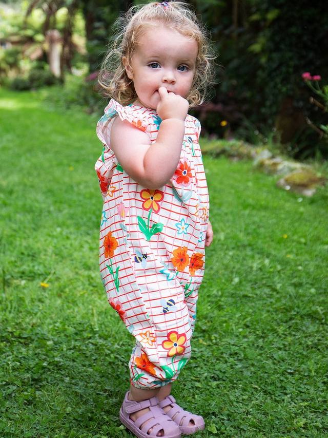 Детский хлопчатобумажный комбинезон lula organc в цветочек Frugi, цвет Paint A Floral — фото 2