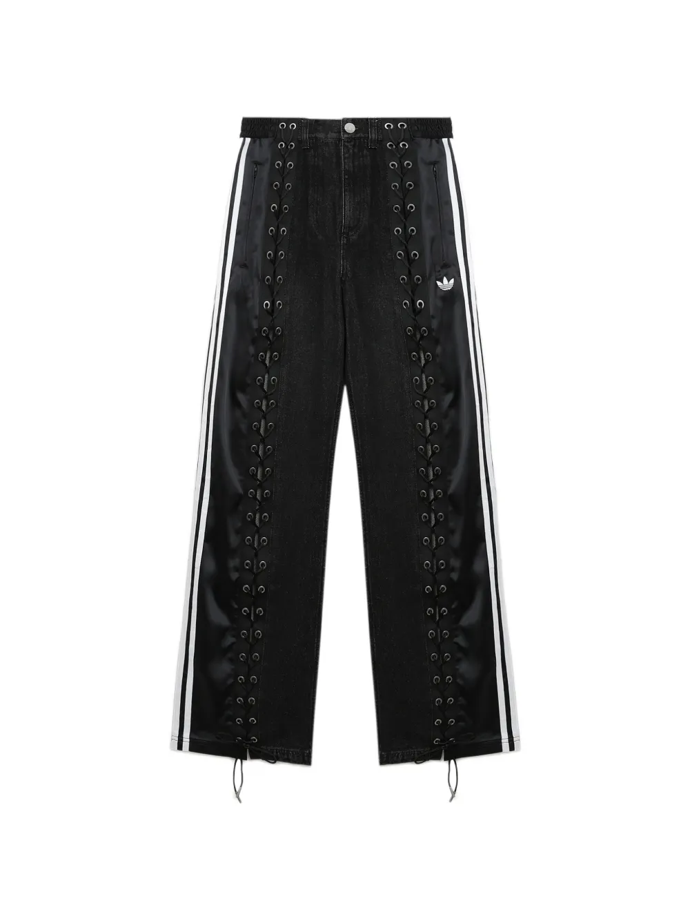 

Брюки с шнуровкой и тремя полосками Adidas, черный