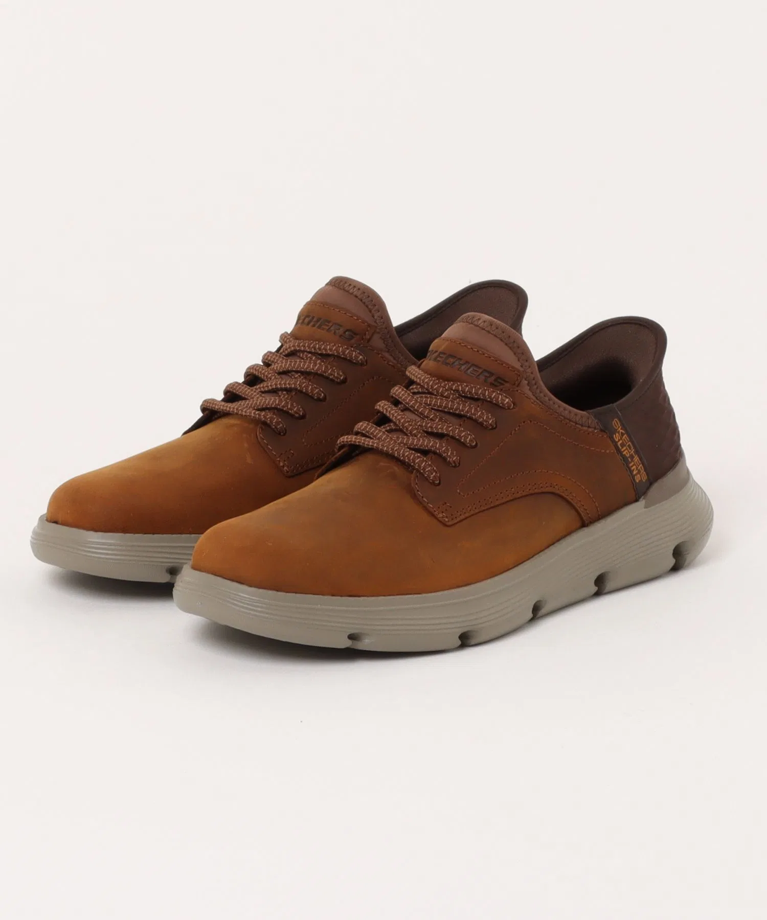 Мужские кожаные слипоны SKECHERS GARZA - GERVIN коричневые