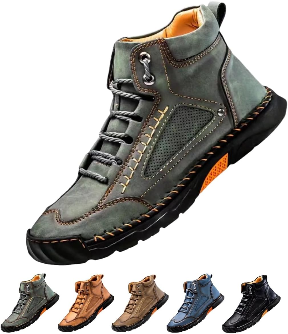 

Мужские ботинки - Новые водонепроницаемые удобные кожаные ботинки ручной работы 2025 года для мужчин Generic, зеленый