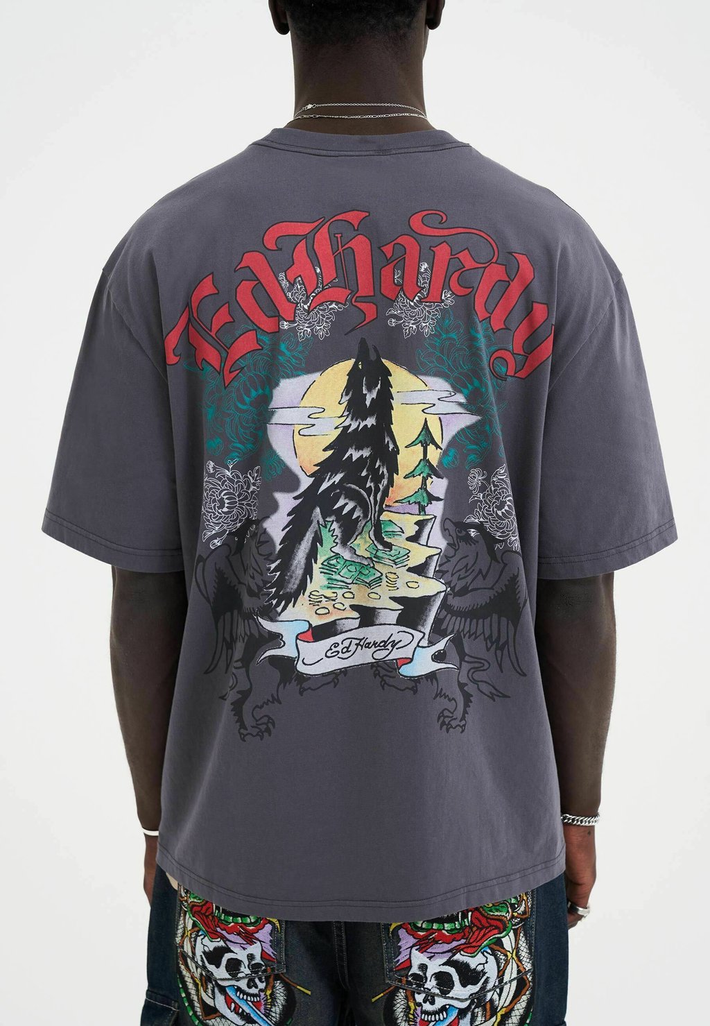 

Футболка с принтом Ed Hardy, темно-серый