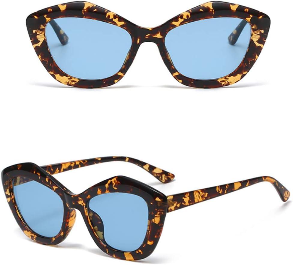 

Женские солнцезащитные очки «кошачий глаз» небольшого размера, белого цвета, необычной формы, конфетного оттенка, для путешествий, с защитой от солнца generic, C4 Leopard Blue