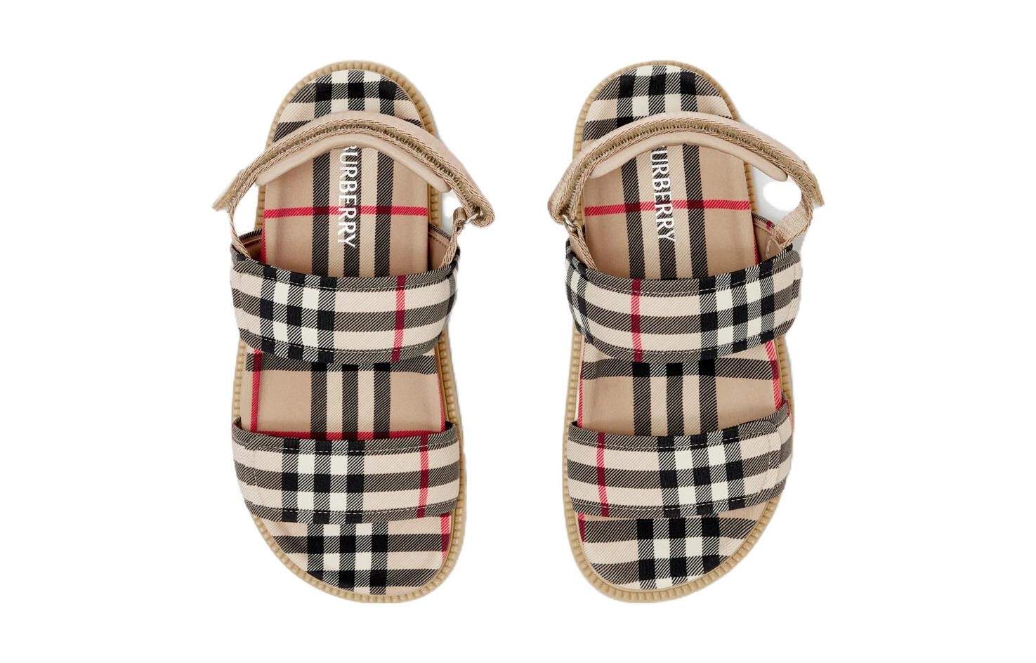 Детские сандалии на плоской подошве в винтажную клетку Burberry, коричневый — фото 2