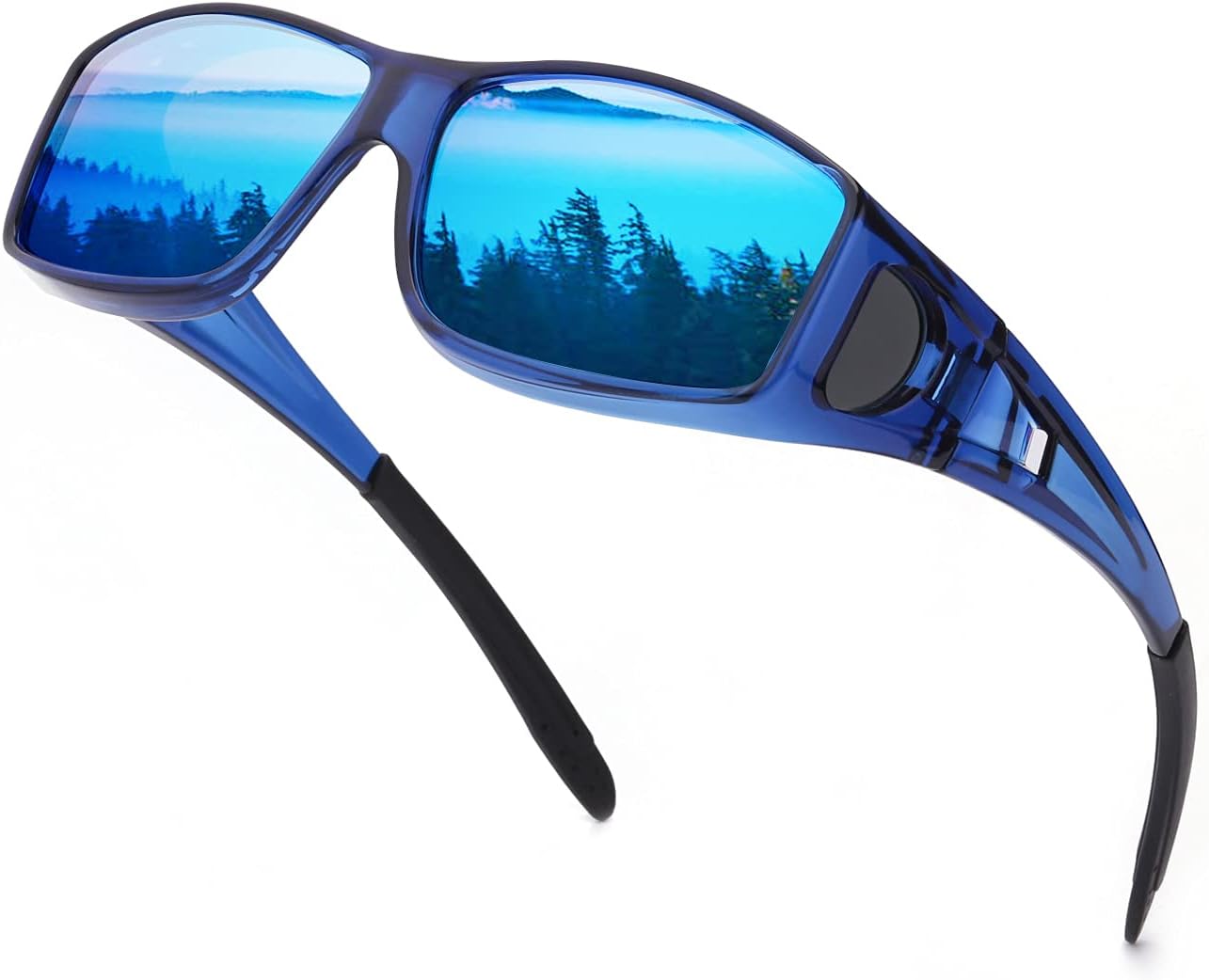 

Солнцезащитные очки IGnaef Fit Over Glasses для мужчин и женщин, поляризованные, обтекаемой формы, с защитой от УФ-излучения, A02 Blue Frame / Blue Mirrored Polarized Lenses