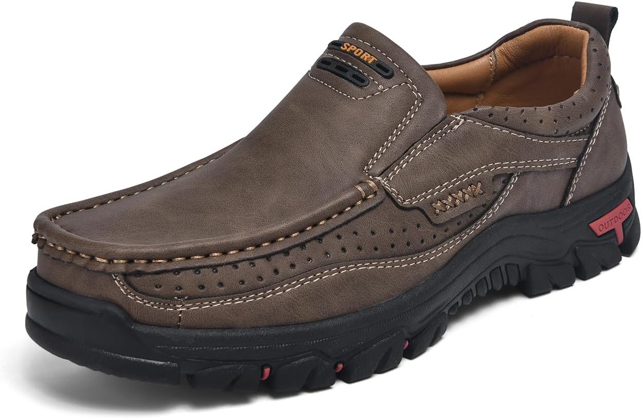 

Мужские повседневные кожаные лоферы-мокасины на процессорной подошве, комфортные, противоскользящие, для ходьбы, дышащие, с мягкой подошвой, для офиса и вождения Tsuukuie, светло-коричневый