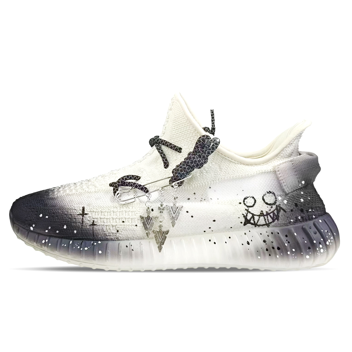 Adidas Originals Yeezy Boost 350 V2 низкие повседневные кроссовки унисекс белые с фиолетовым, цвет White — фото 3