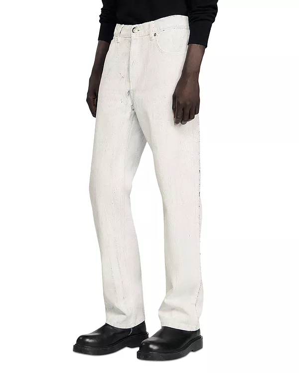 

Джинсы прямого кроя с эффектом потрескавшейся краски, цвет оптический белый. Sandro, белый