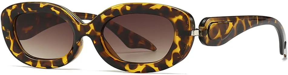 

Женские солнцезащитные очки в стиле ретро, ​​маленькие прямоугольные, винтажные, для женщин и мужчин, с защитой от УФ-излучения UV400 HCPIHF, Leopard Tea