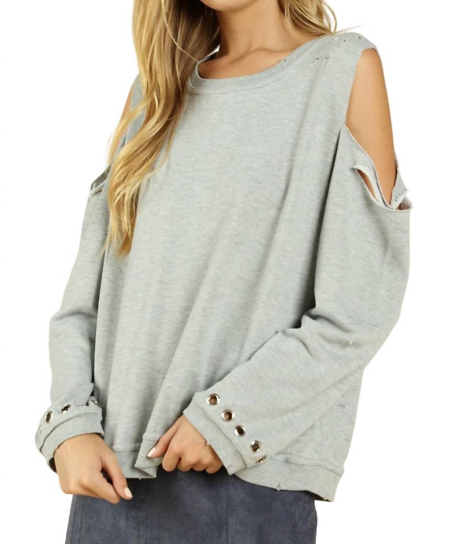 

Потертый топ с люверсами в цвете Heather Grey Honey Punch