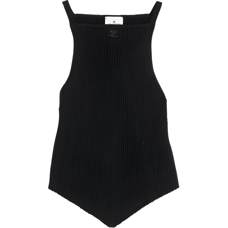 

Облегающий ребристый топ COURREGES, черный