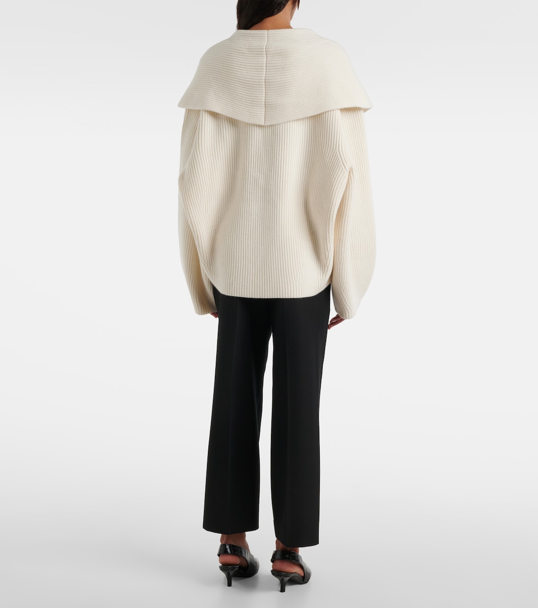 Кардиган из ребристой шерстяной ткани с добавками Toteme, Milk — фото 3