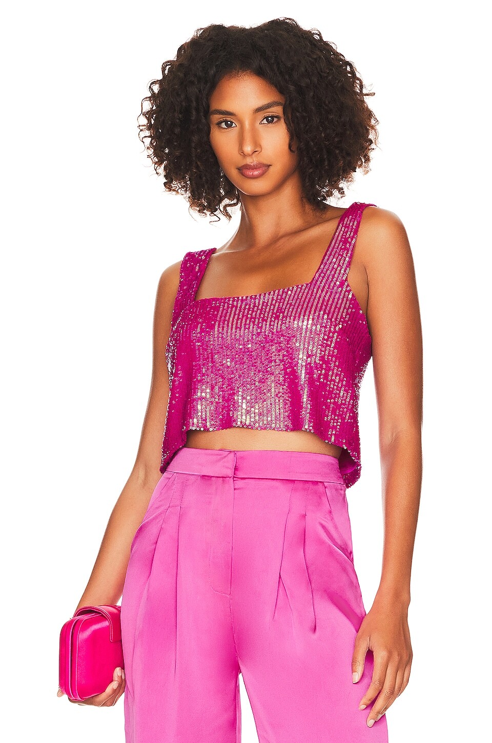 

Топ Show Me Your Mumu Tara Crop, цвет Pink Disco Sequin