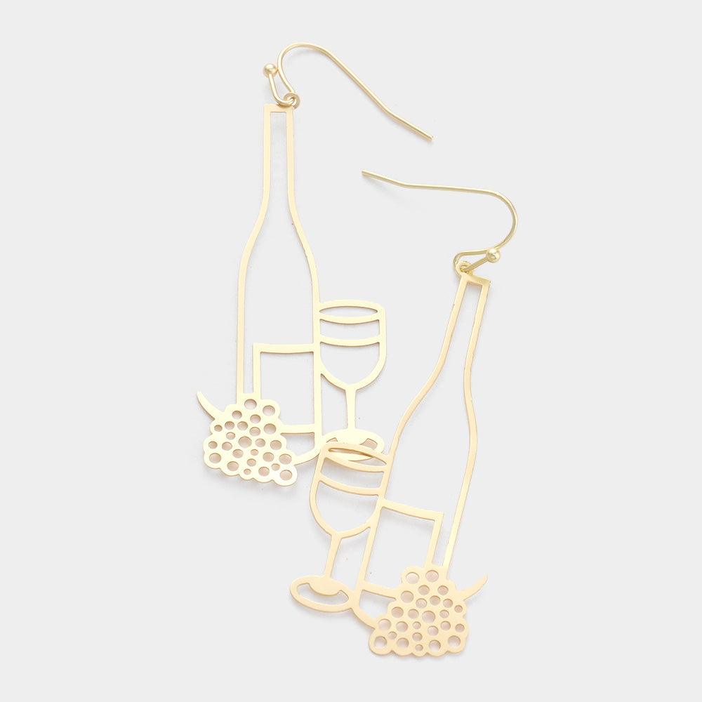 

Серьги-подвески цвета шампанского из латуни с виноградом - матовое золото Fashnzfab, Matte Gold