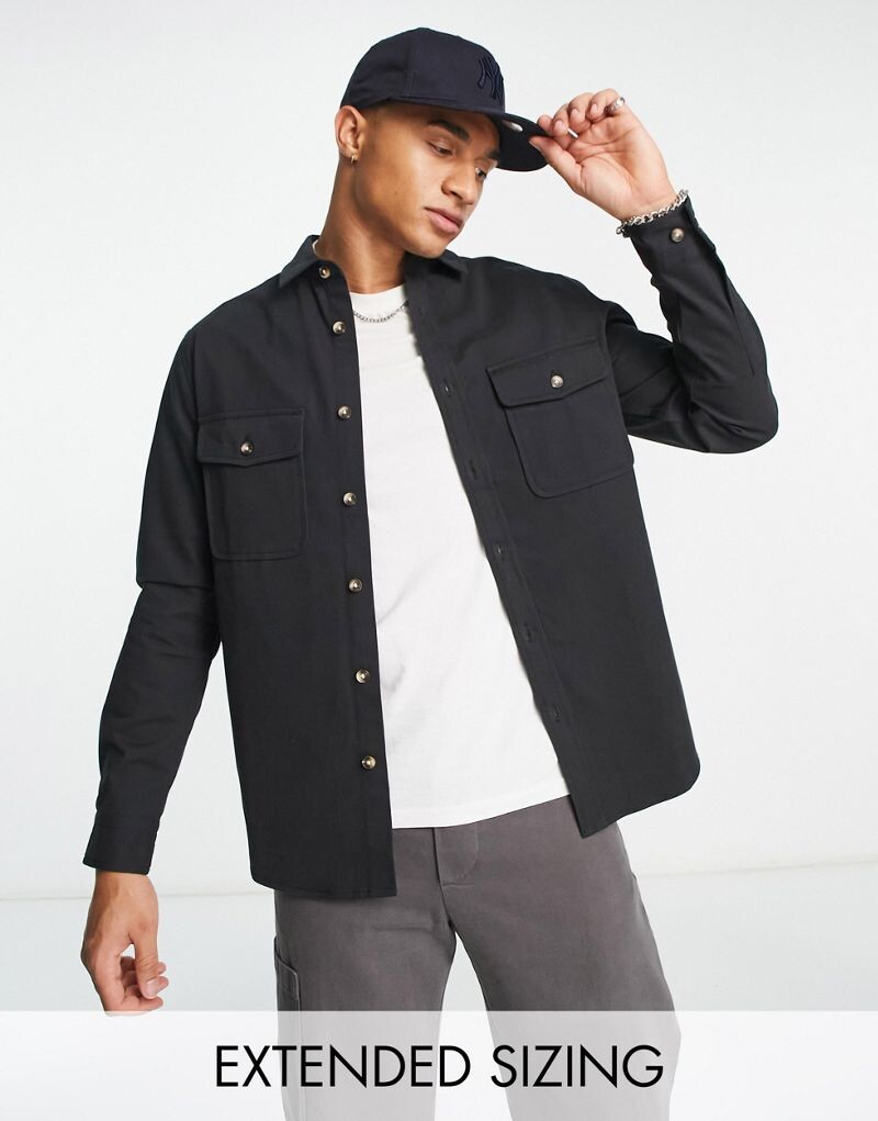 

ASOS DESIGN - Черная хлопковая куртка-рубашка