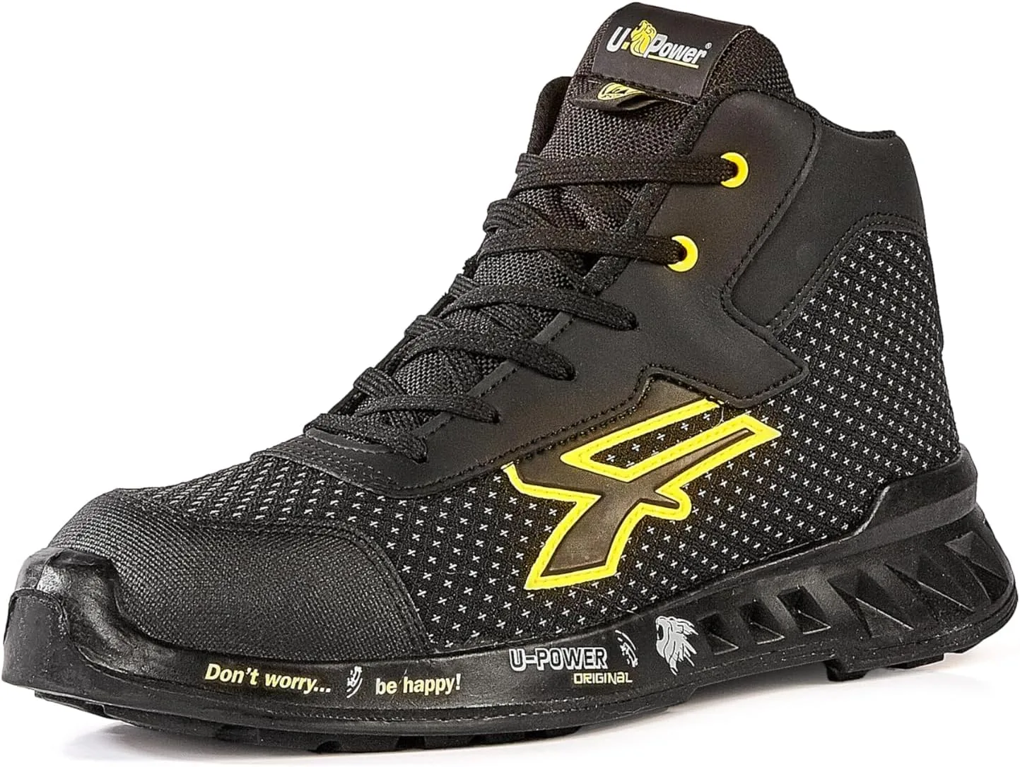Мужские кроссовки U Power Scarpe Antinfortunistiche Da Lavoro,Scarpa Bassa,мод.Joe S ESD S3s Ci Fo Sr,puntale Antiperforazione No MetalFire Protection Shoes, черный/желтый