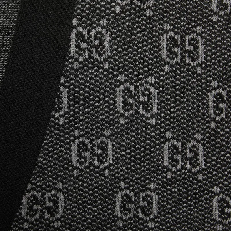 Мужской кардиган из шерсти с жаккардовым узором GG GUCCI, Gray — фото 3