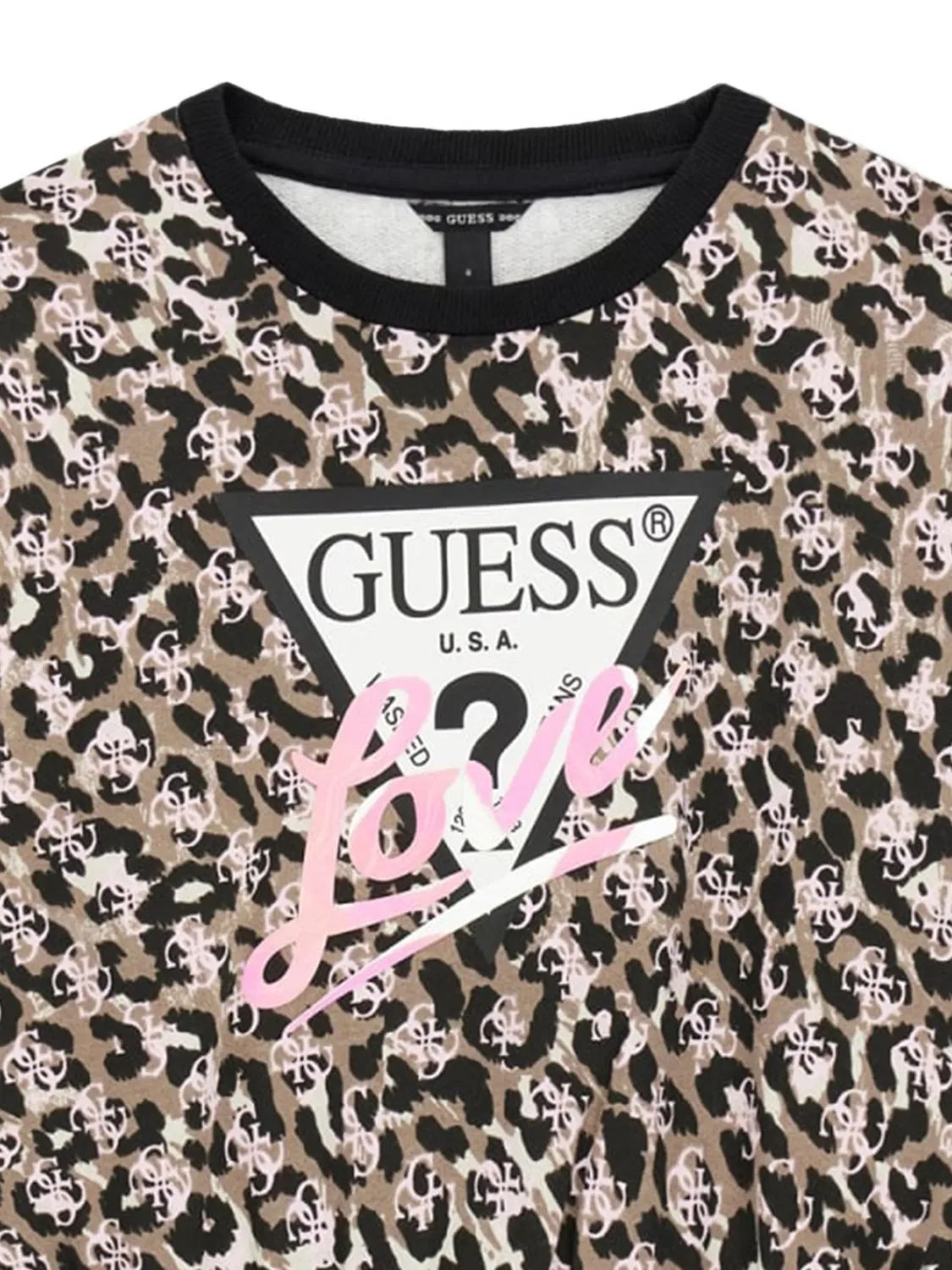 Свитер с леопардовым принтом и логотипом Guess Kids, коричневый — фото 4