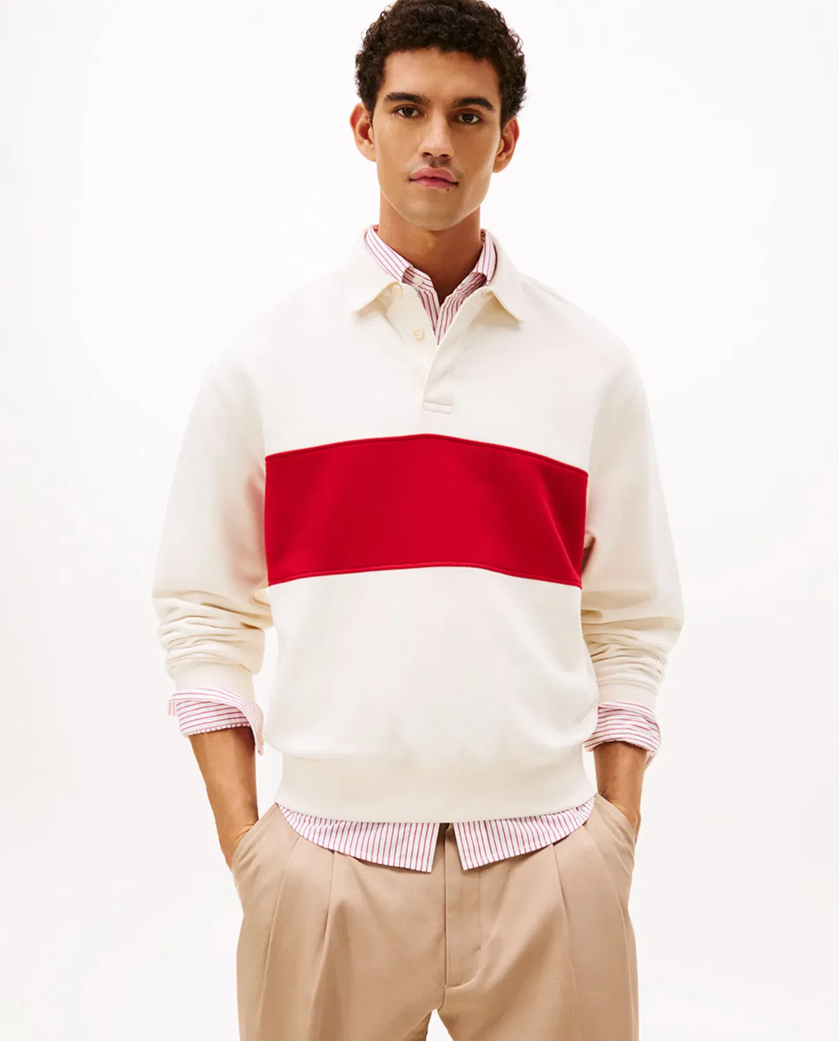 Мужская футерная толстовка-поло с принтом Tommy Hilfiger, Blanco