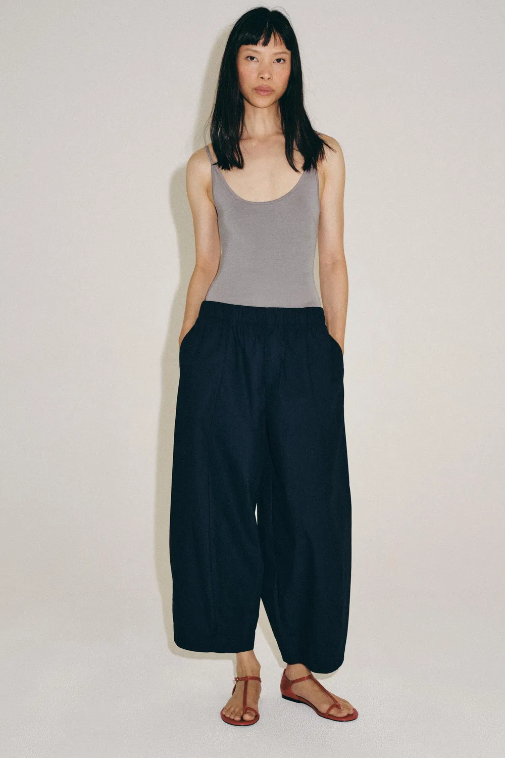 Брюки ZW COLLECTION BARREL ZARA, Navy blue