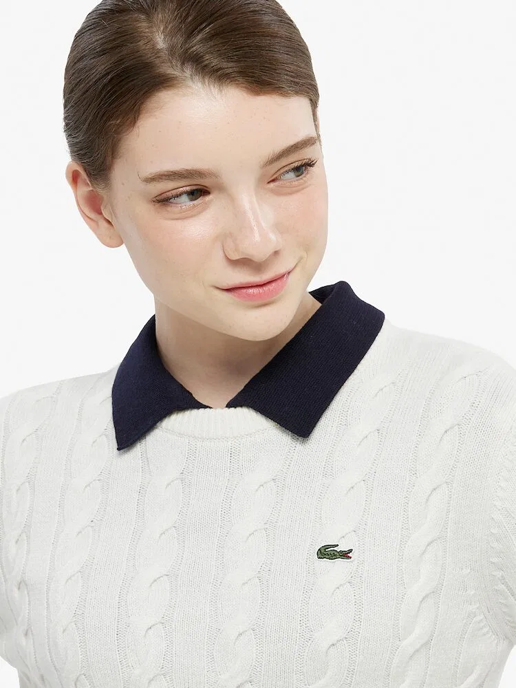 Свитер LACOSTE AF083E White с кабельным узором — фото 2