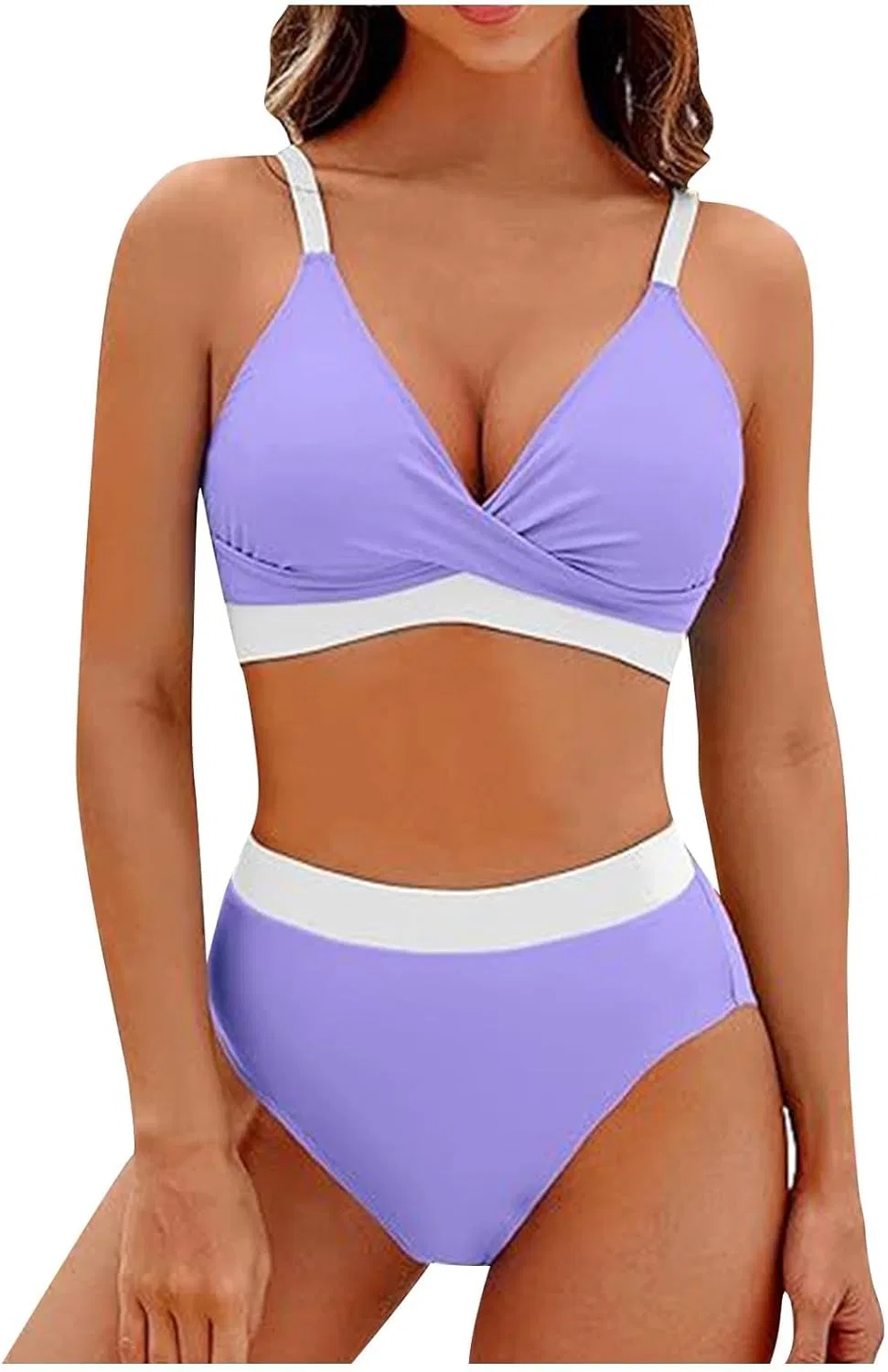 Женский бикини-сет с высокой талией Color Block, Purple