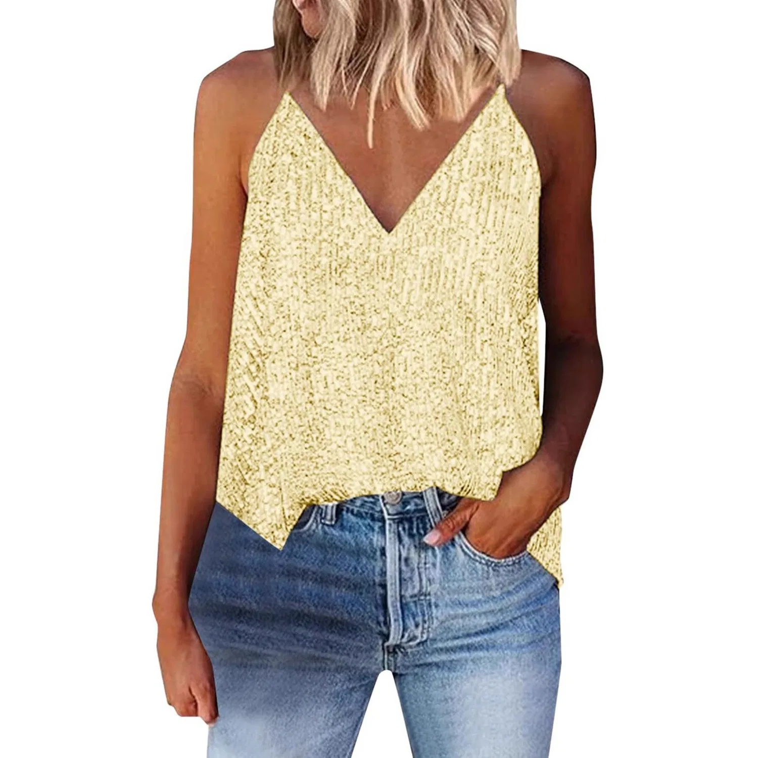 Женский топ с блестками на молнии Glamorous, Yellow