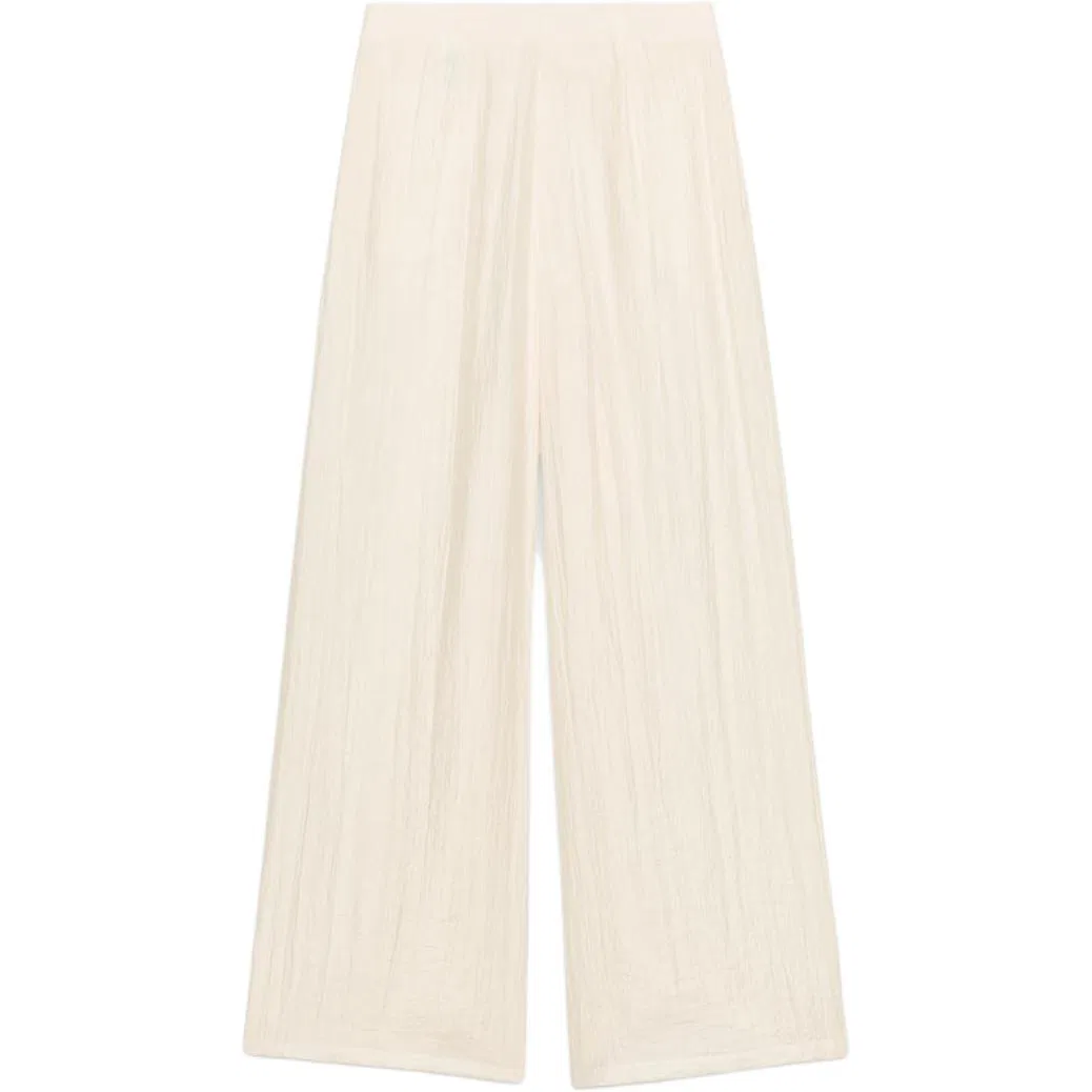 Женские брюки свободного кроя с широкой штаниной White ZARA, Raw White — фото 3