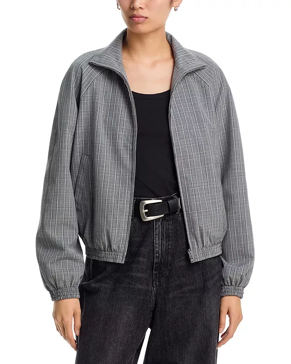 Женская куртка-бомбер с принтом Plaid Bomber Jacket Acne Studios, Multi Grey — фото 3