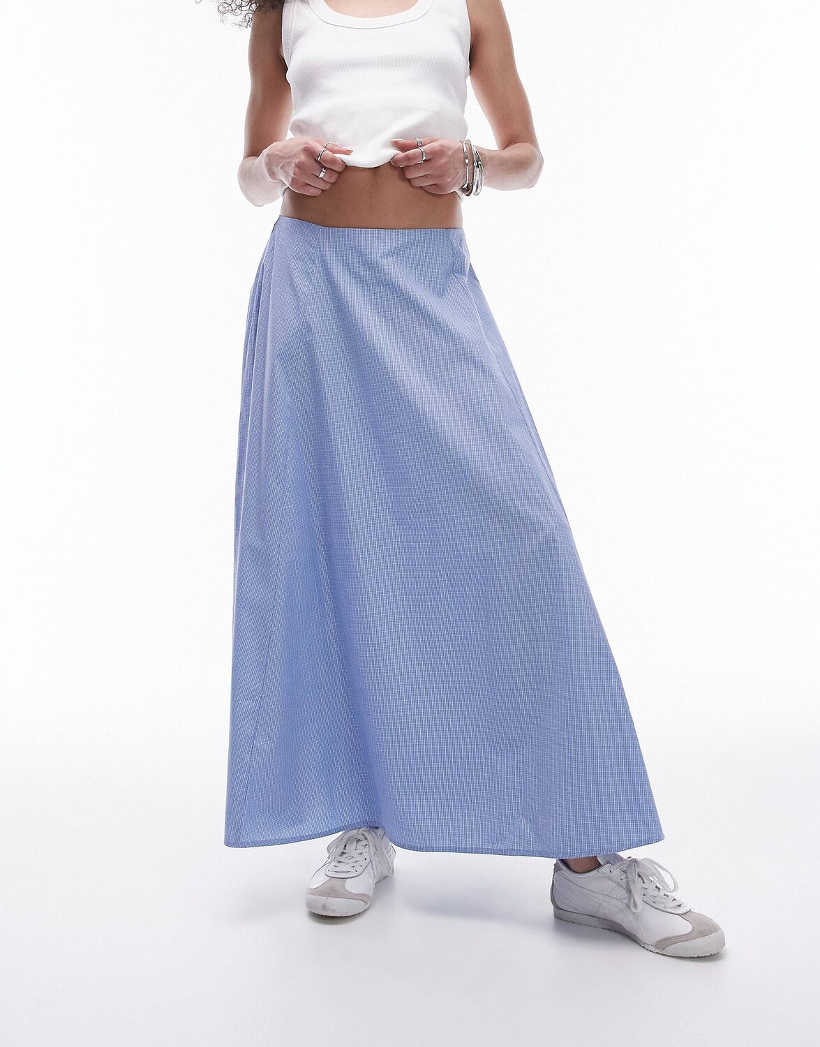 

Юбка Topshop Midi Cotton Full, голубой