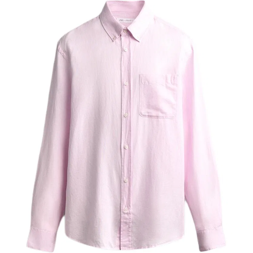 Мужская рубашка с отложным воротником прямого кроя Pink ZARA