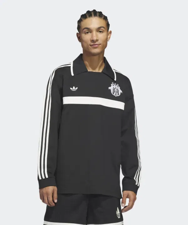 Футболка поло с длинным рукавом, регби, Adidas, черный — фото 3