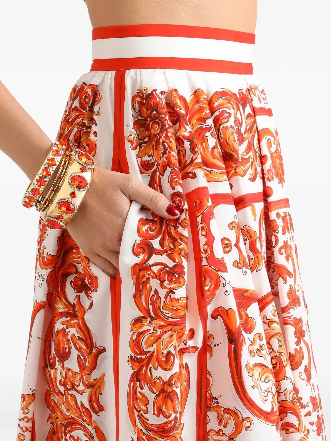 Плиссированная юбка Majolica белая Dolce & Gabbana, белый — фото 4